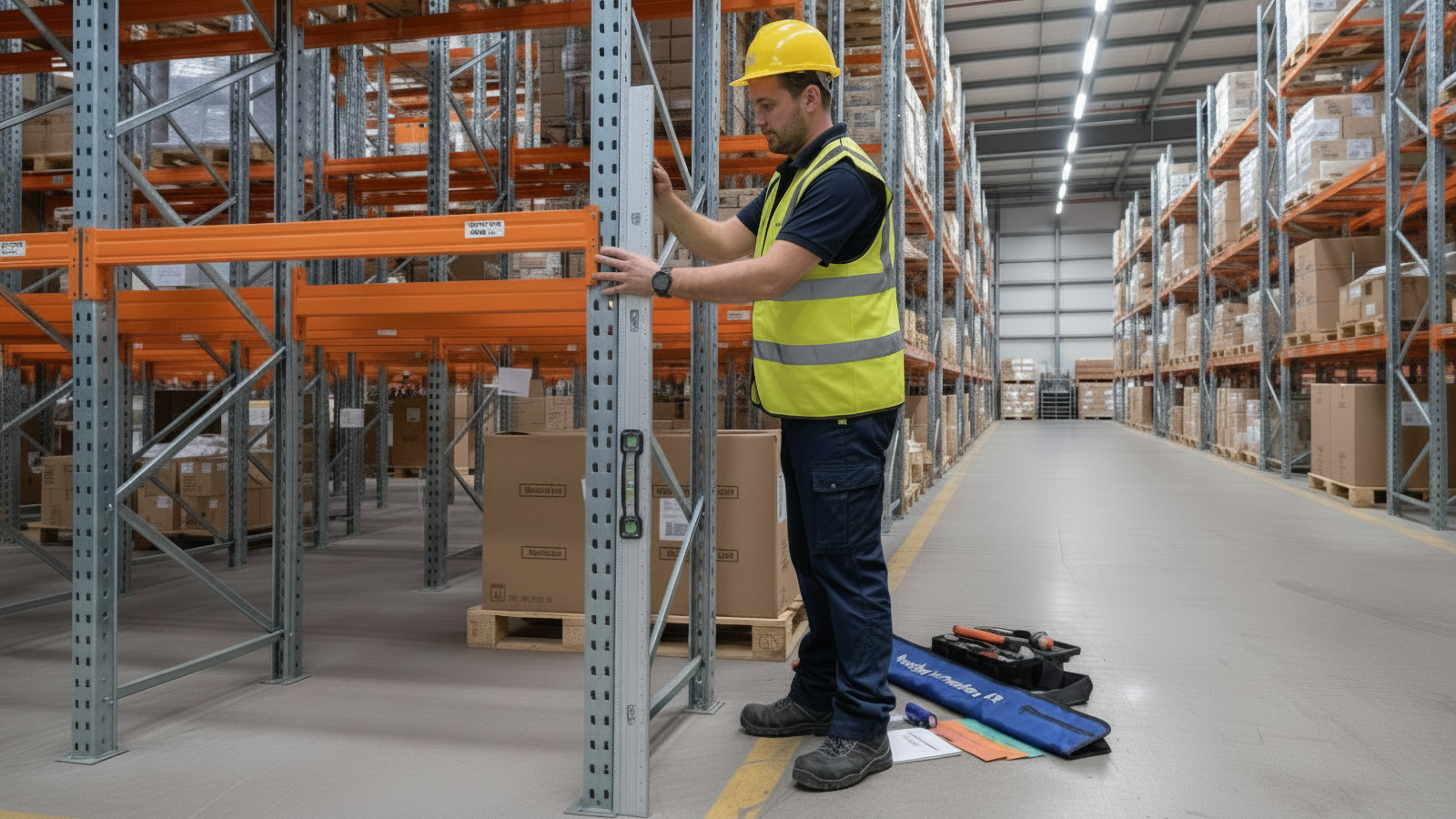 Inspector Measuring & Checking Racking Alignment